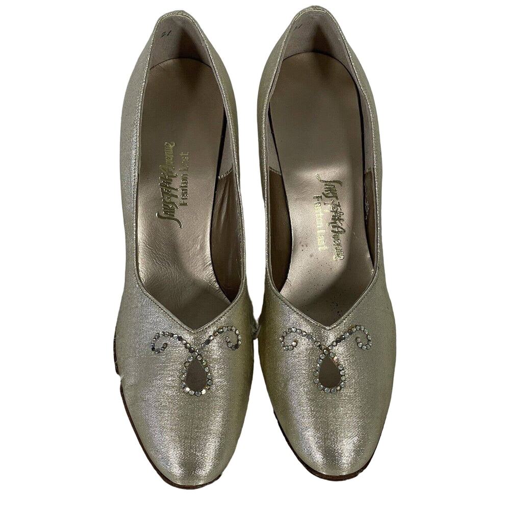 Vintage Saks Fith Avenue Fenton Last Heels 6AA Gold Rhinestones Shoes